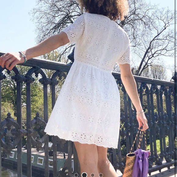 Urban Threads broderie anglaise mini dress in white, UK10 / US8 - Picture 3 of 5